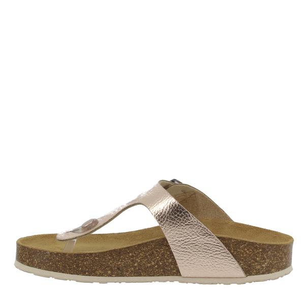 Explore the luxurious anti-bacterial leather lining and memory cushion technology inside Plakton's 341671 Pink Thong Sandals, ensuring freshness and comfort with every step.