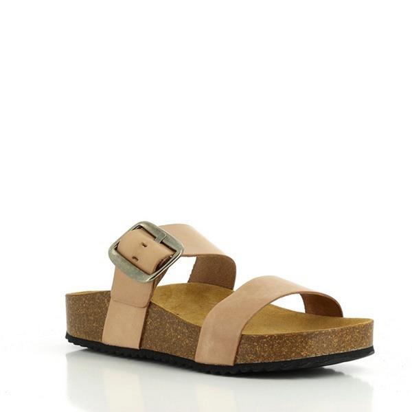 Admire the sophisticated angle of Plakton's 343004 Nude Double-Strap Sandals. Made in Spain, these sandals feature adjustable velcro straps and a supportive cork sole for all-day wear.