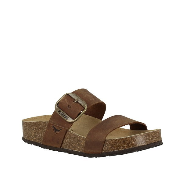 Admire the sophisticated angle of Plakton's 343004 Chocolate Double-Strap Sandals. Made in Spain, they feature adjustable velcro straps and a supportive cork sole, perfect for everyday comfort.
