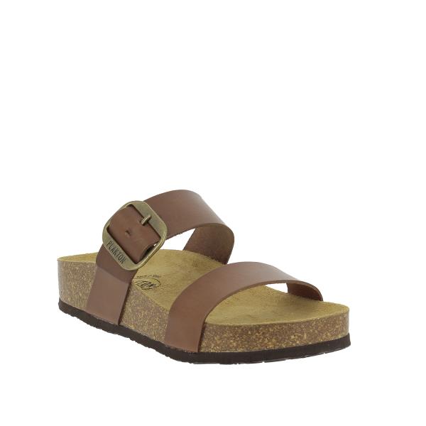 Admire the chic angle of Plakton's 343004 Taupe Double-Strap Sandals. Made in Spain, they feature adjustable velcro straps and a supportive cork sole, ensuring comfort throughout the day.