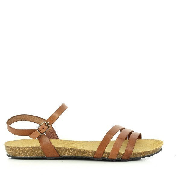 View the elegant profile of Plakton's 575080 Tan Slingback Sandals, highlighting the premium leather upper and sleek three-strap design.