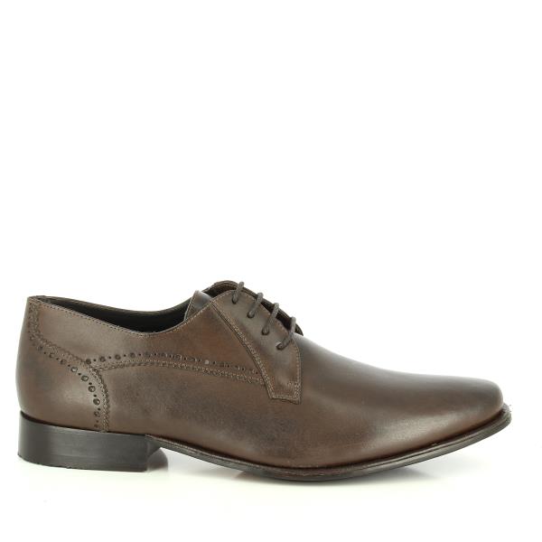 A side view of the Anatomic Wayne Brown Brogue Shoe, showcasing its elegant brogue detailing and smooth brown leather finish. The traditional wingtip design is highlighted, emphasizing the craftsmanship and quality of the leather.
