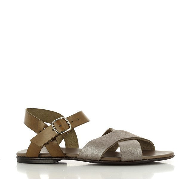 The Antichi Romani 948 Elephant Grey Slingback Sandals are elegantly displayed against a soft, neutral backdrop that highlights their refined design. The sandals feature a smooth, elephant grey leather upper, showcasing a subtle sheen that adds a touch of sophistication.

