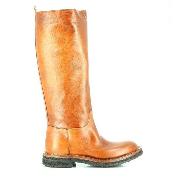 A side view of the Forte PSW5104 Cuoio Tan Long Boots, showcasing the sleek leather upper, smooth finish, and subtle 3cm heel that adds just the right amount of lift.