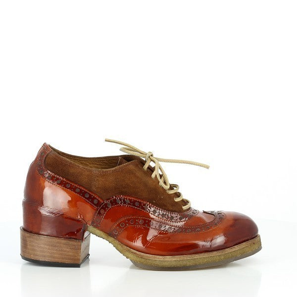 A close-up of the Forte W167124 Brown Brogues showing the smooth, polished leather upper, lace-up design, and rounded toe for a refined, classic look.