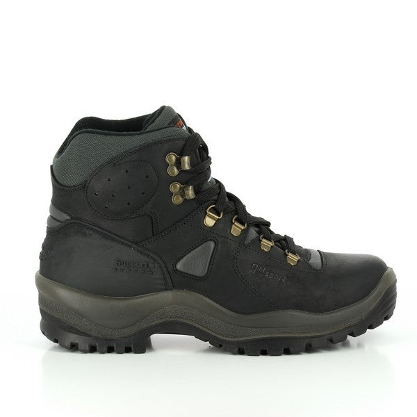 A full side profile of the Grisport 629DV121 Black Lace-Up Boots, showcasing the sleek leather upper, sturdy sole, and classic lace-up design.