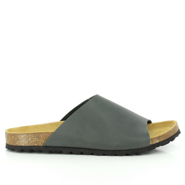 In the image, Plakton's 103036 Charcoal Leather Slides take the spotlight, epitomizing refined style and comfort. Crafted with premium leather, these slides exude sophistication. The 2cm platform heel and round toe shape ensure both elegance and ease. Step into timeless luxury with Plakton's Sandals and elevate your look effortlessly.
