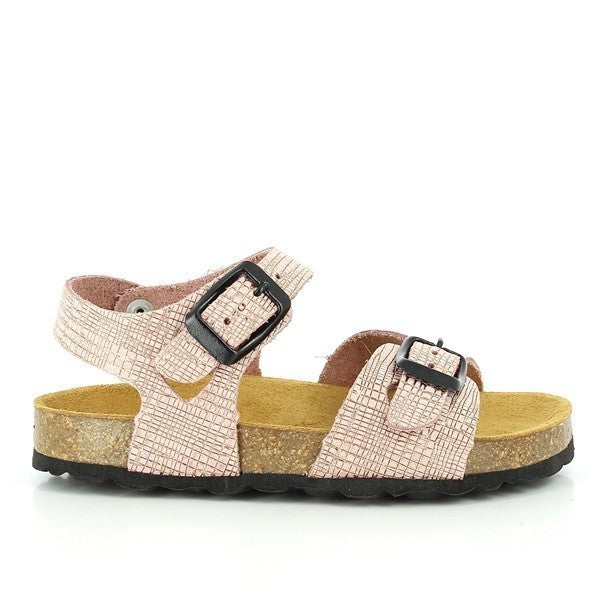 The photo showcases the delicate charm of Plakton's 115041 Light Pink Slingback Kids Sandals. Against a soft background, the sandals stand out with their light pink hue and adjustable straps. The focus is on the cork sole, promising comfort and support, while the leather upper exudes quality craftsmanship. These eco-friendly sandals epitomize style and sustainability, making them a perfect addition to any child's wardrobe.